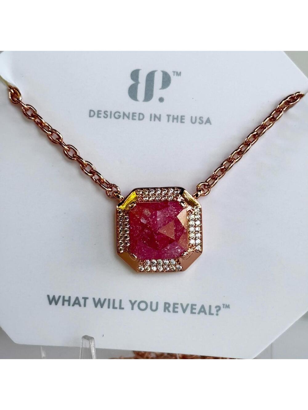 Bomb Party Necklace- Lost in the Moment-Pink Ice Crystal on Rose Gold